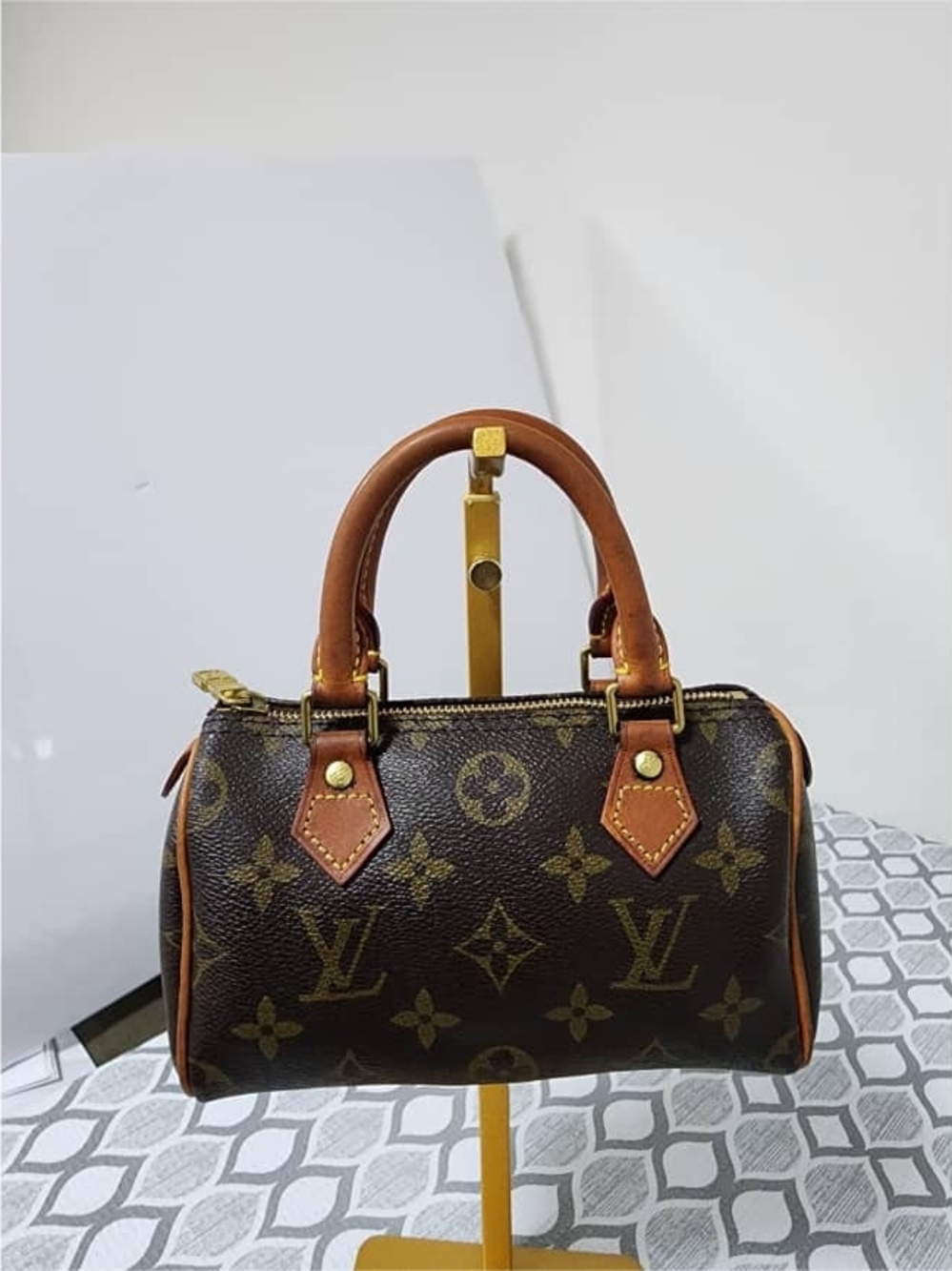 LOUIS VUITTON Monogram Mini Sac HL Boston Bag Brown